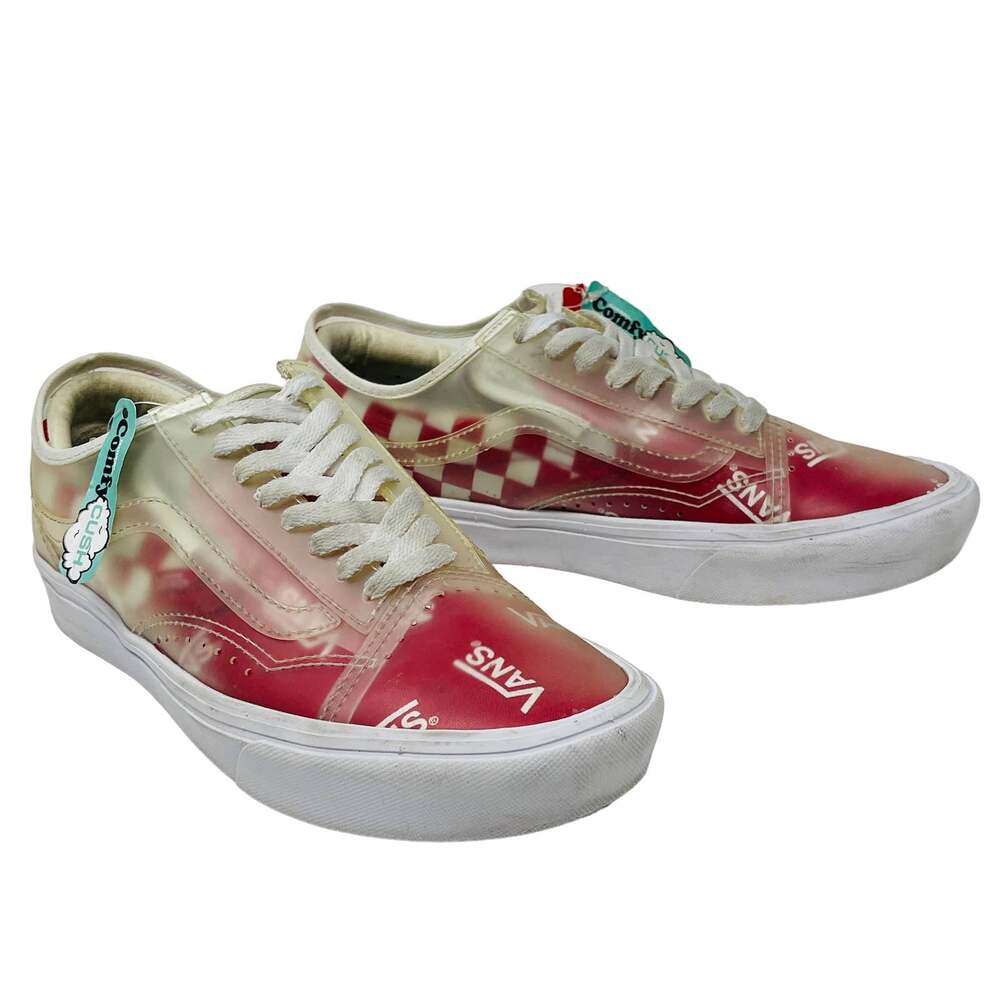VANS ComfyCush Slip-Skool Checkerboard Clear M7 W8.5 WORN ONCE